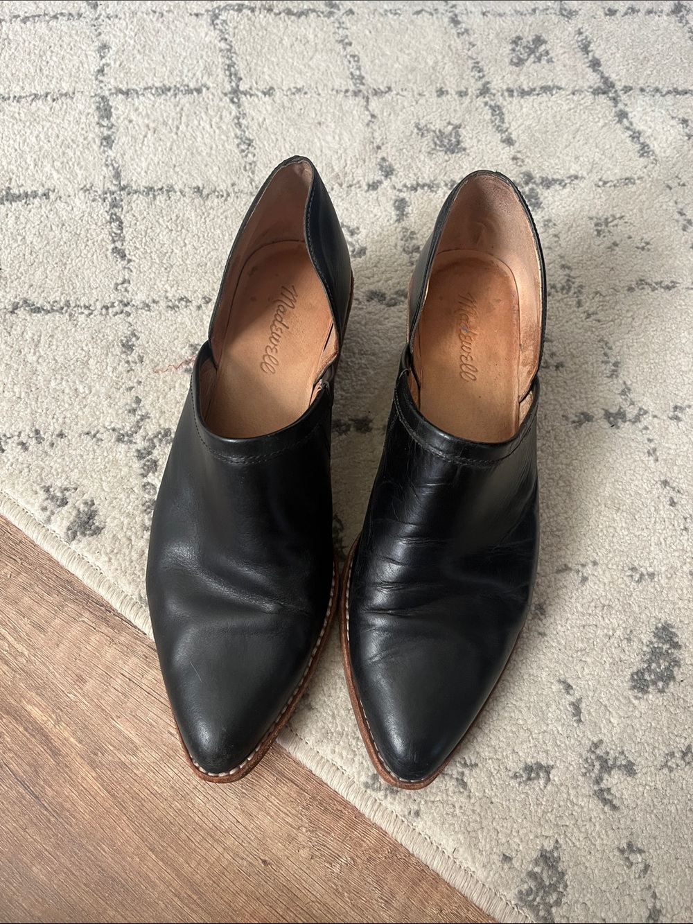 Madewell Black Leather Pointed Ankle Booties